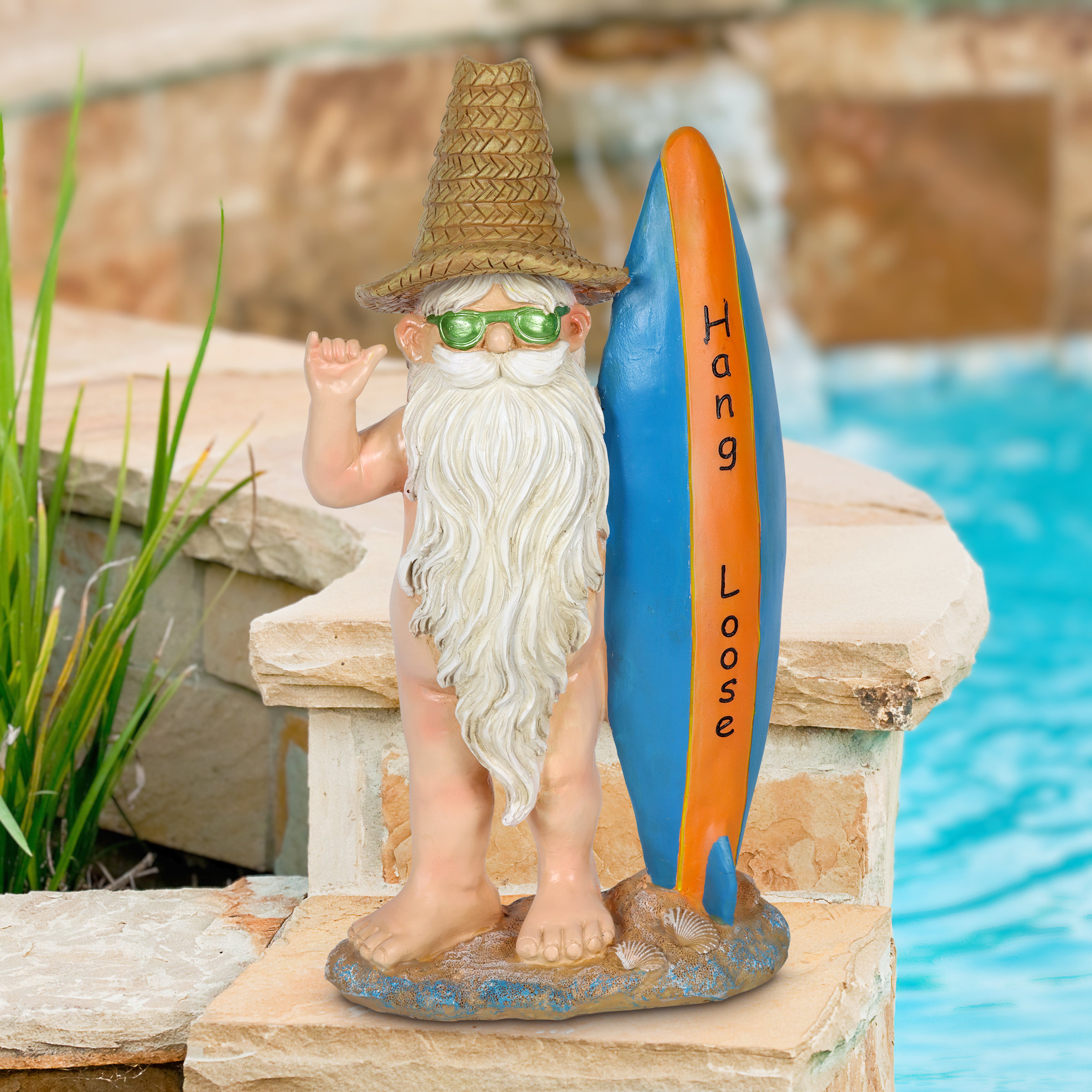 Highland Dunes Exhart Good Time Beach Bum Naked Surfer Gnome Statue